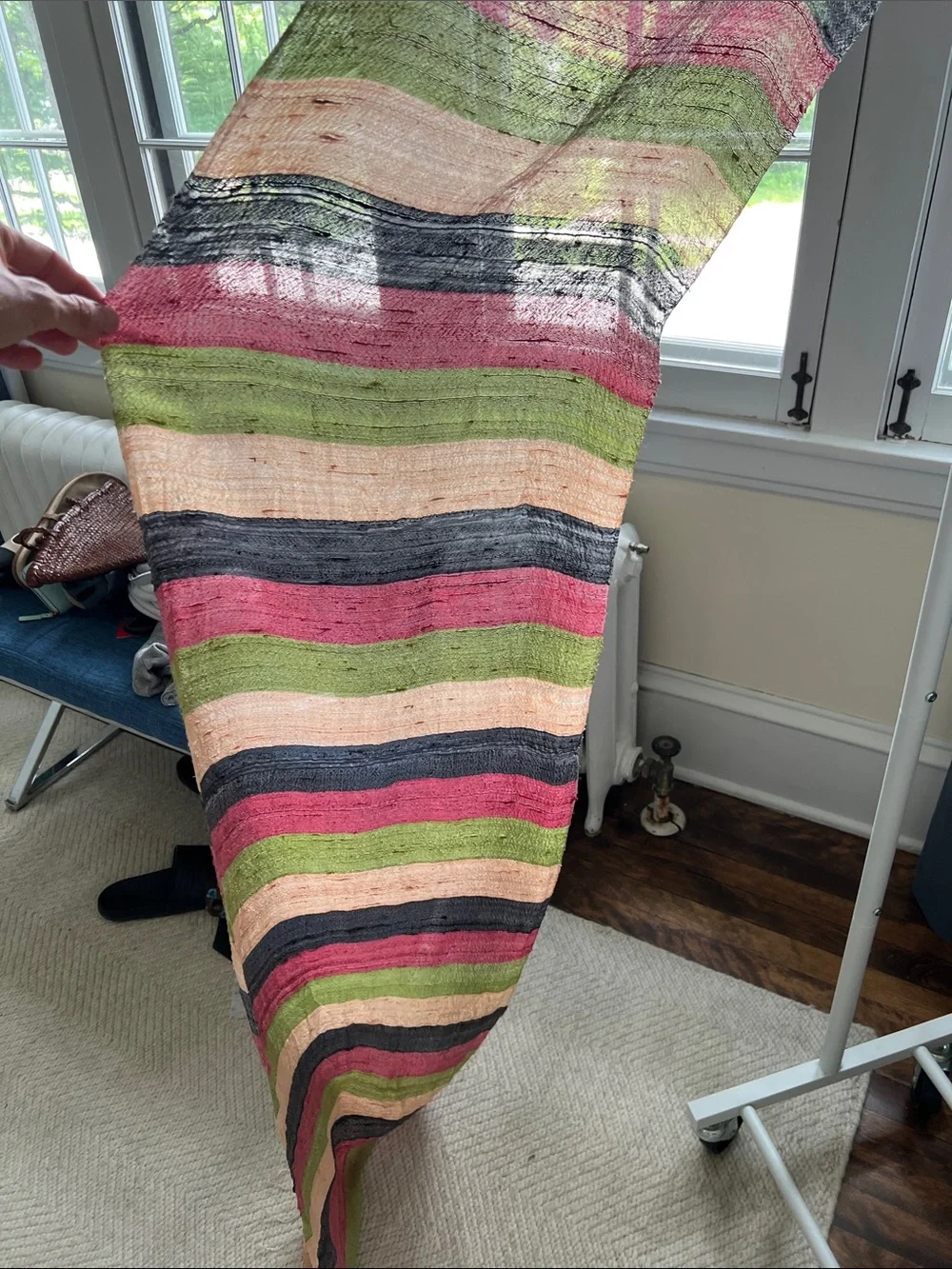 Long silk stripe scarf